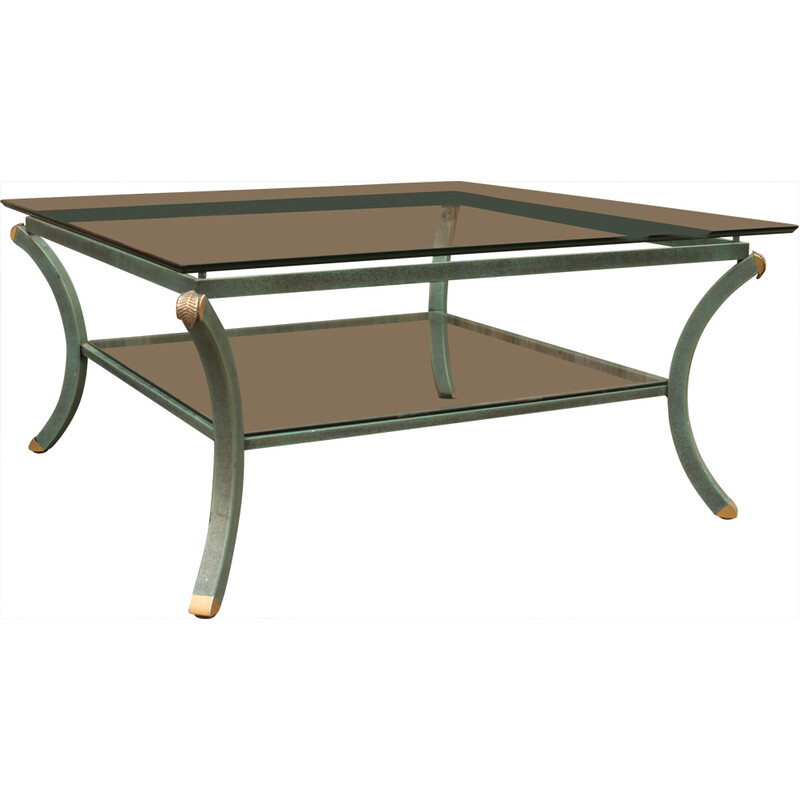 Vintage Villa d'Este coffee table in steel and glass by Pierre Vandel, France 1970