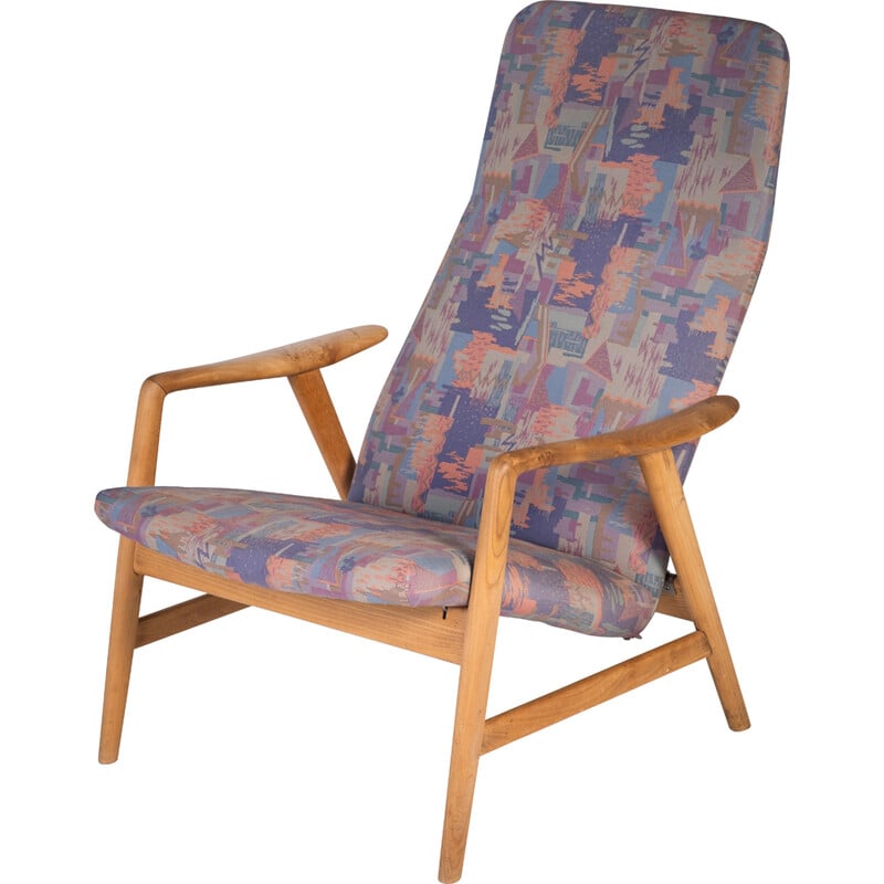 Vintage 2-position reclining oak armchair by Alf Svensson for Fritz Hansen, 1950