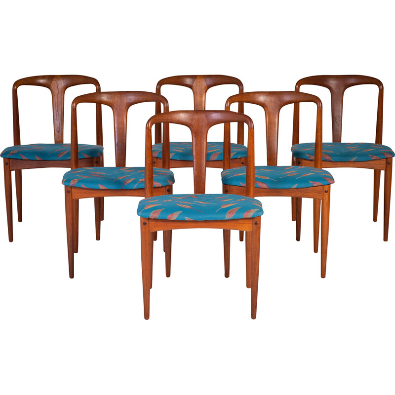 Conjunto de 6 cadeiras Juliane vintage em teca maciça de Johannes Andersen para a Uldum Furniture, Dinamarca 1960