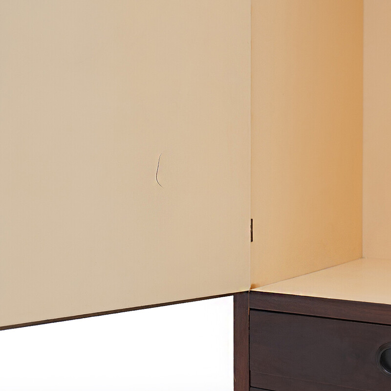 Vintage veneered wood cabinet with 2 drawers, 1960