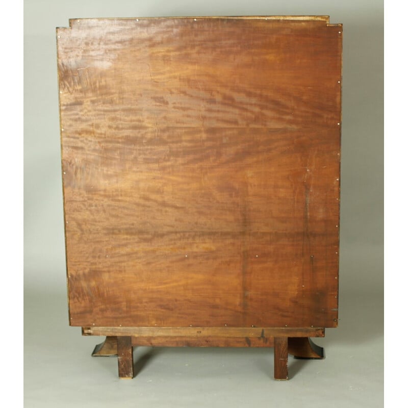 Armoire vintage Art Déco en placage d'acajou et verre, 1920