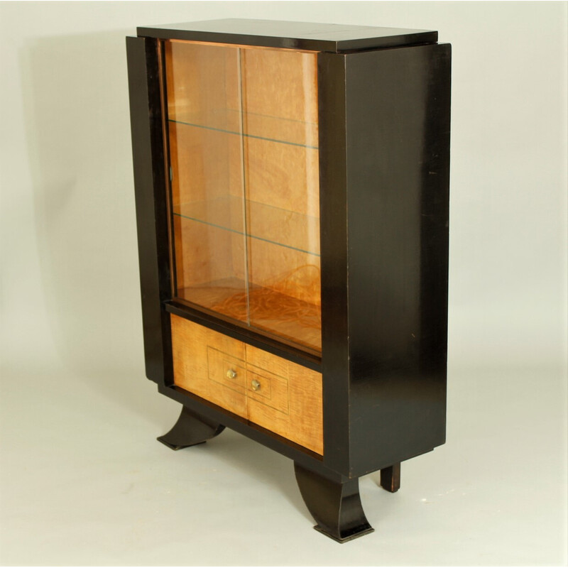 Vintage Art Deco cabinet in mahogany veneer and glass, 1920