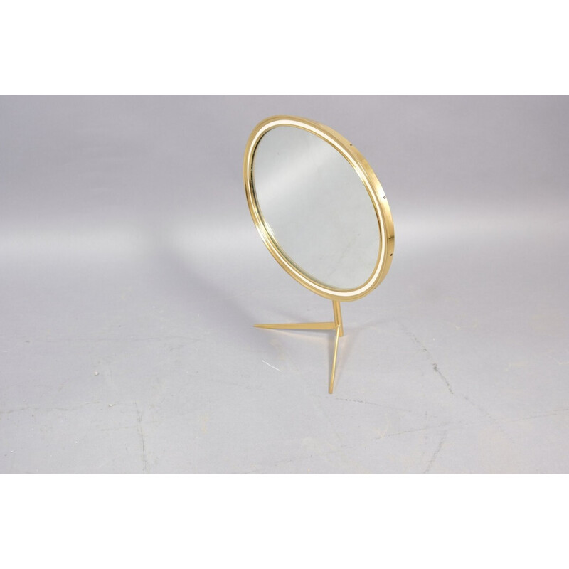 Vintage iron and glass dressing table mirror by Vereinigte Werkstätten for Collection Ateliers Unis, Germany 1959