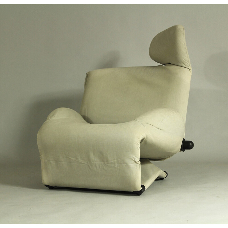 Vintage "Mickey Mouse Wink" armchair covered in canvas by Toshiyuki Kita for Cassina, Italy 1980