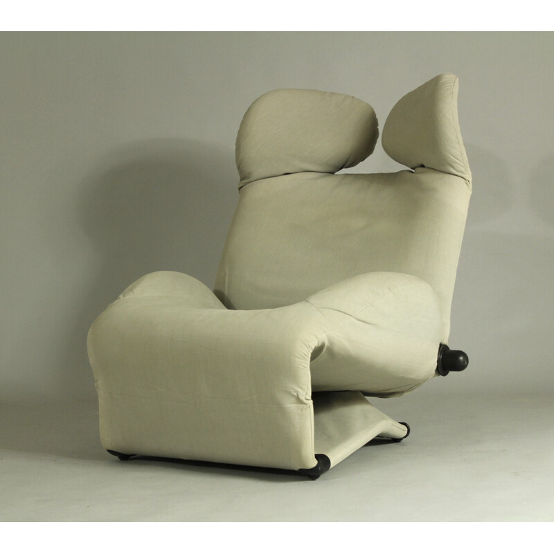 Vintage "Mickey Mouse Wink" armchair covered in canvas by Toshiyuki Kita for Cassina, Italy 1980