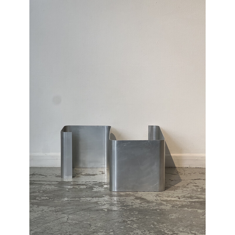 Vintage Zig-Zag stainless steel wall shelf by Joëlle Ferlande and François Monnet for Kappa Uginox, 1970