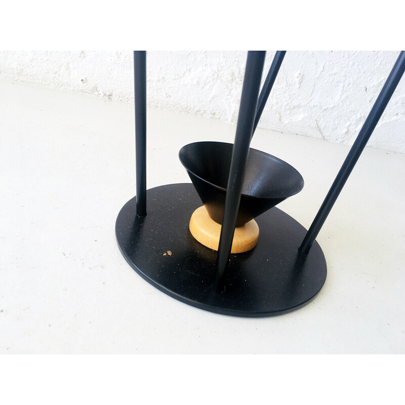 Vintage umbrella stand in metal and wood, 1970