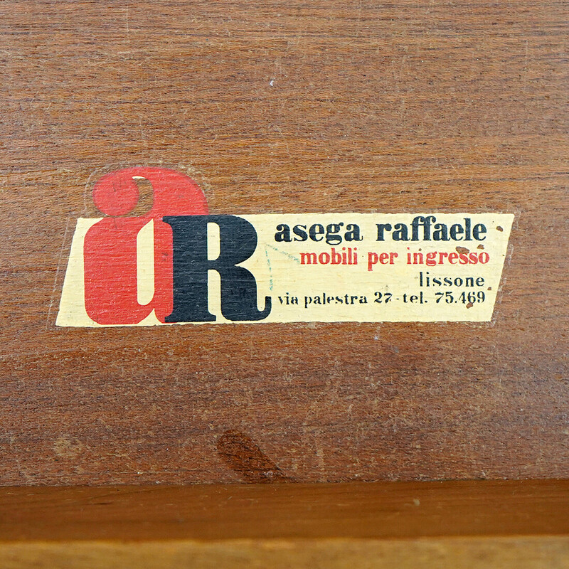 Console vintage en bois plaqué et verre pour Asega Raffaele, Italie 1950