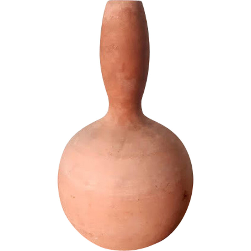 Vintage enamelled terracotta gourd vase