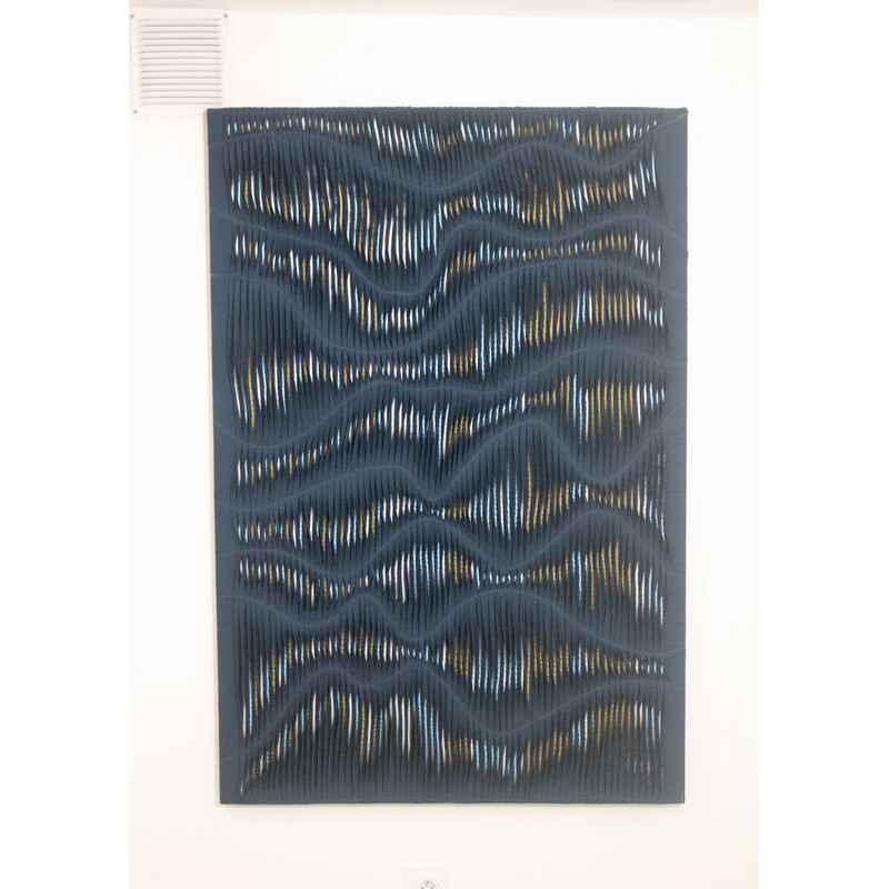 Tableau texturé vintage effet de vague en tissu vert