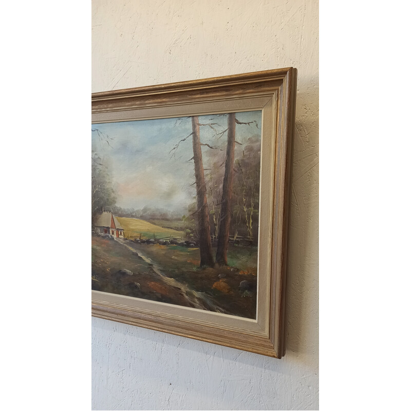 Vintage painting "Gîte on the edge of the forest"