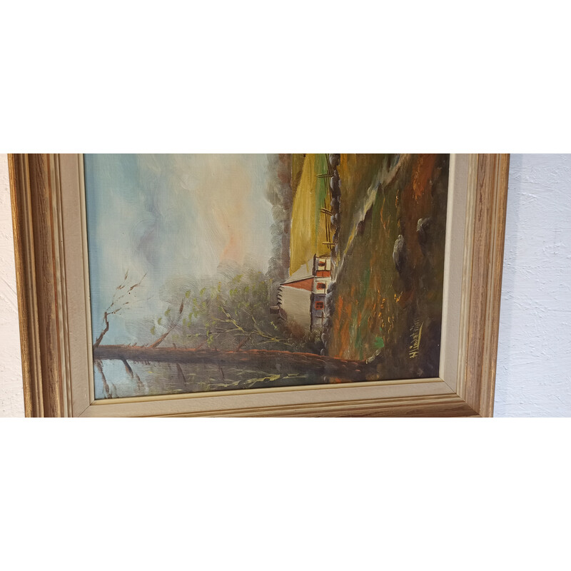 Vintage painting "Gîte on the edge of the forest"