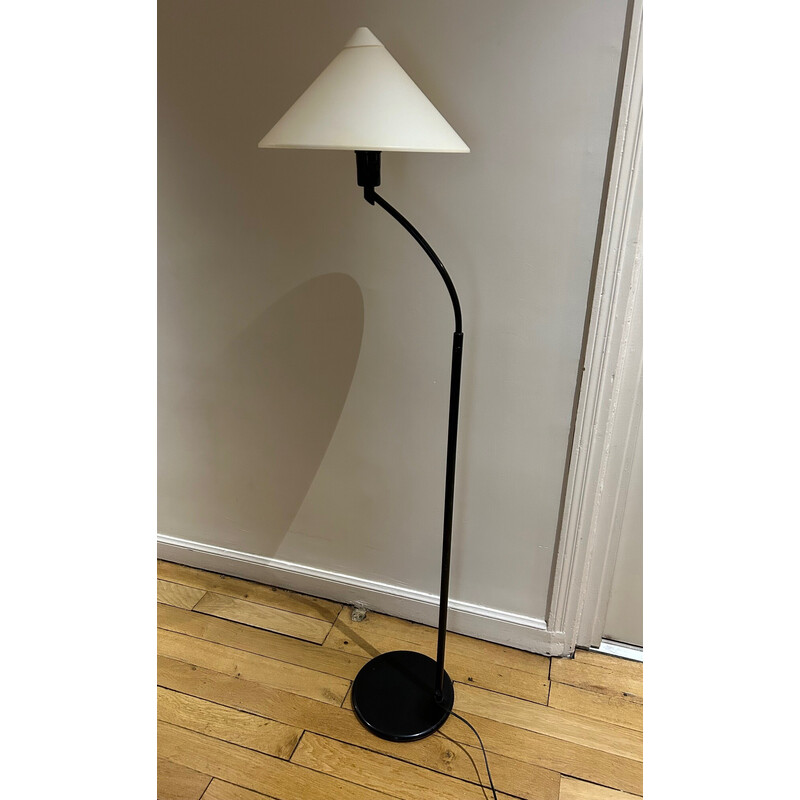 Vintage Aluminor floor lamp in black lacquered metal and perspex, 1980