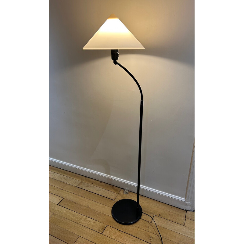 Vintage Aluminor floor lamp in black lacquered metal and perspex, 1980