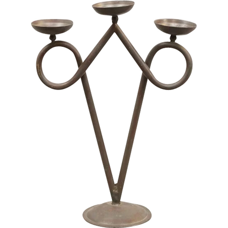 Vintage iron candlestick, 1960