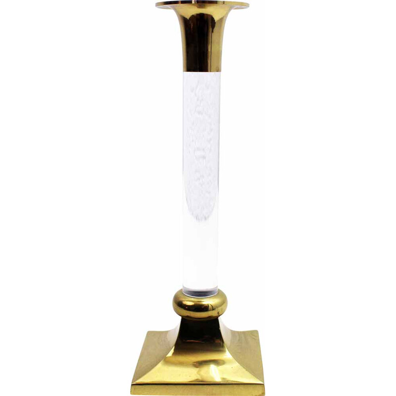 Vintage candlestick in lucite and brass, 1970