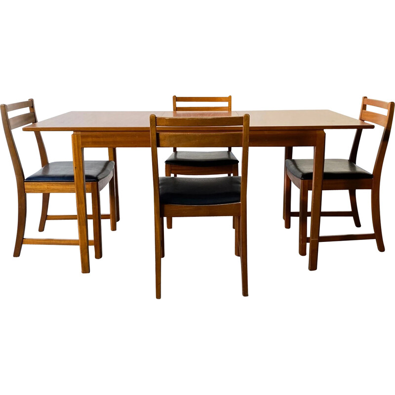 Vintage wooden and black faux leather dining set for Mcintosh by Kirkcaldy, 1960