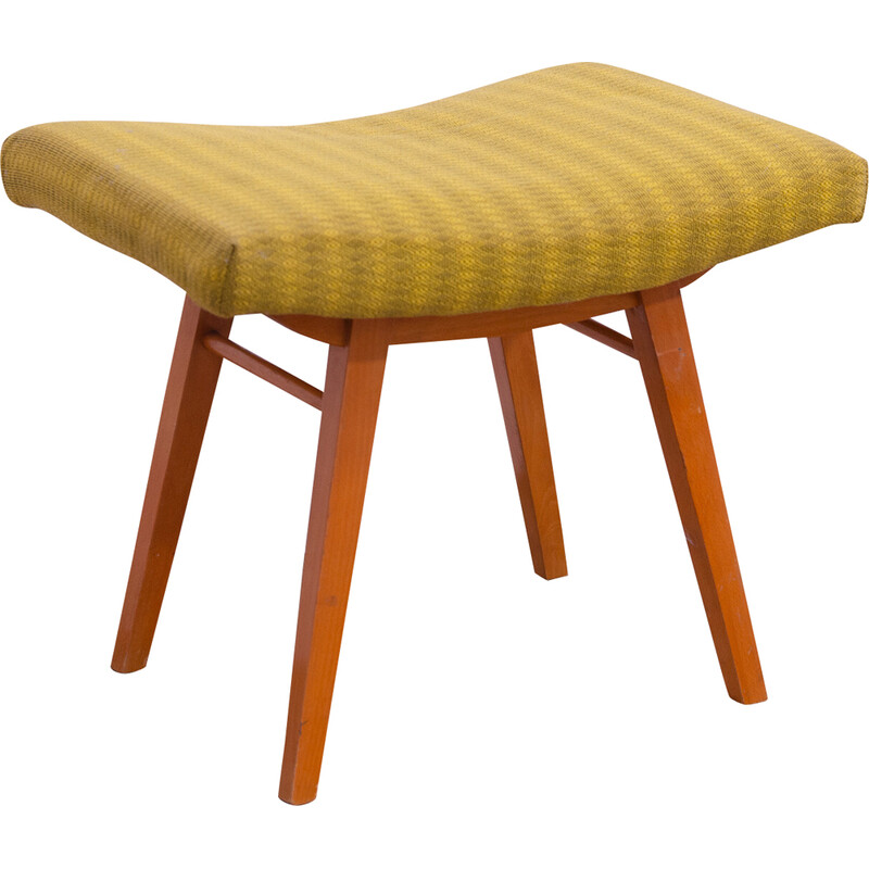 Vintage footstool in beech wood and faux leather for Západoslovenské nábytkárské Závody, Czechoslovakia 1970