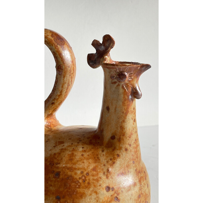 Vintage ceramic soliflore pitcher in the shape of a rooster, 1960