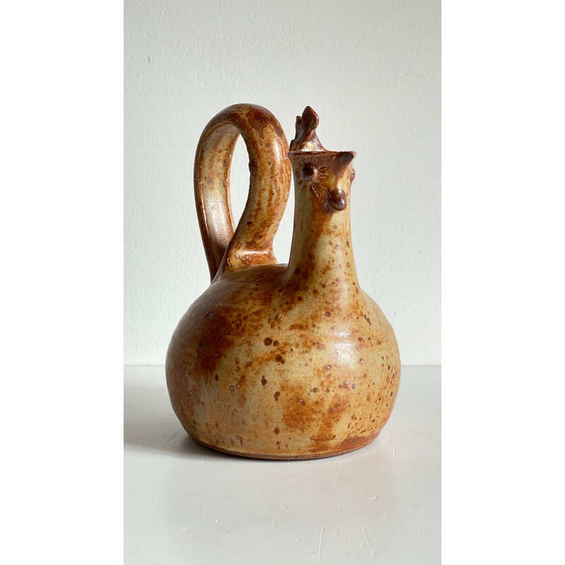 Vintage ceramic soliflore pitcher in the shape of a rooster, 1960