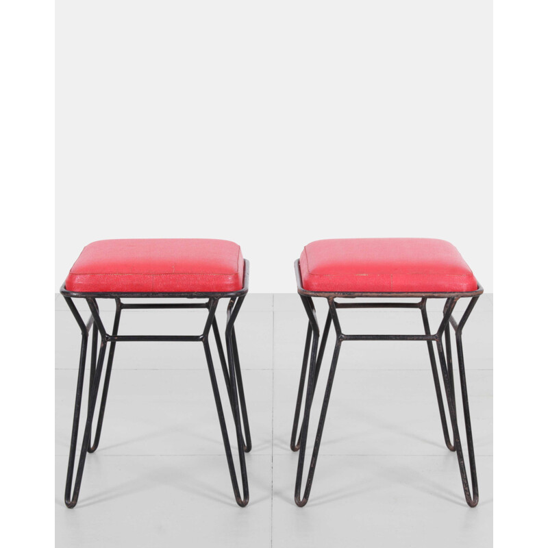 Pair of Polish vintage metal stools - 1950s