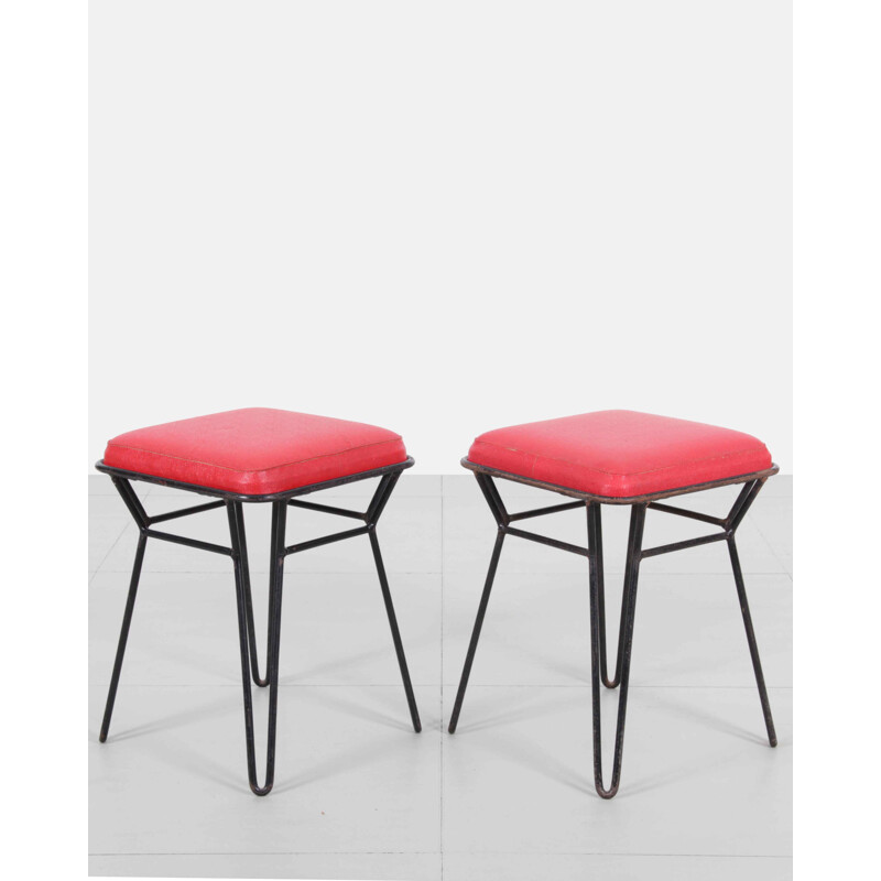 Pair of Polish vintage metal stools - 1950s