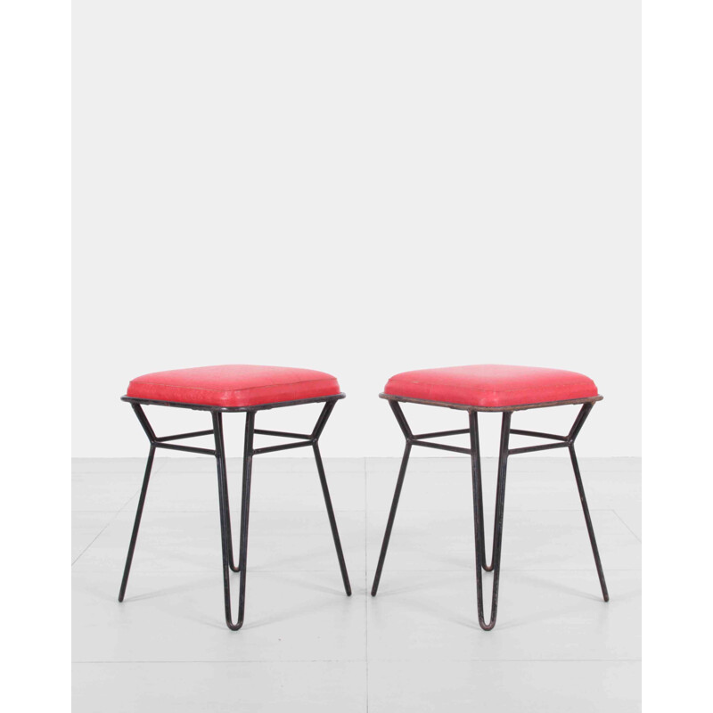 Pair of Polish vintage metal stools - 1950s