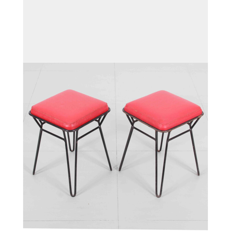 Pair of Polish vintage metal stools - 1950s