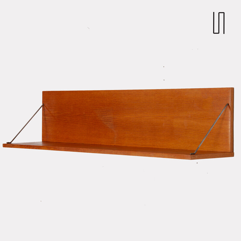 Vintage shelf model U-490 in oak veneer by Jiroutek for Interier Praha, Czechoslovakia 1960