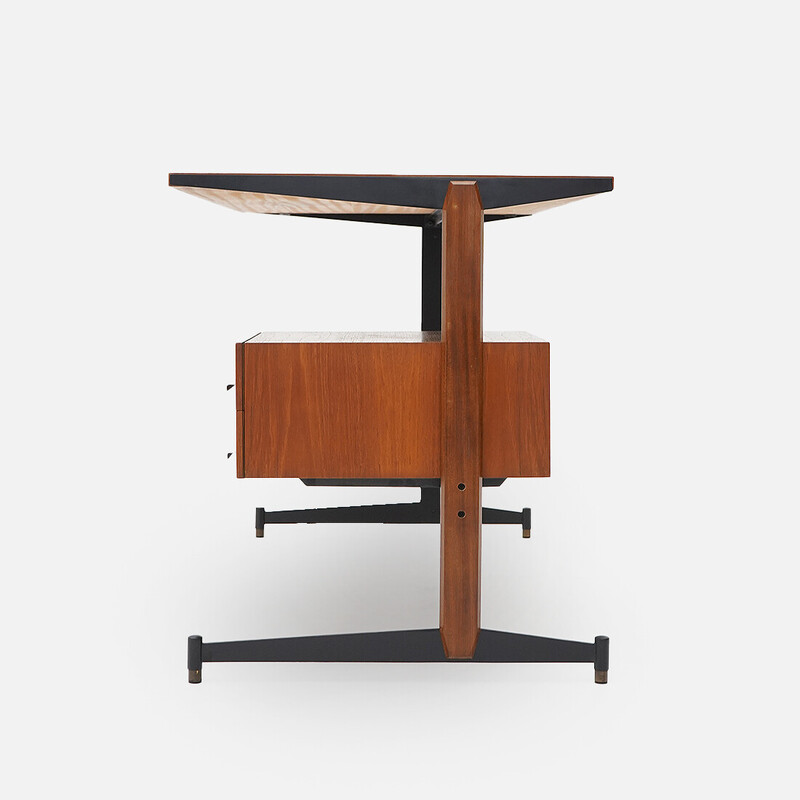 Vintage teak and black painted metal desk by Franco Fraschini for Saima, Italy 1960