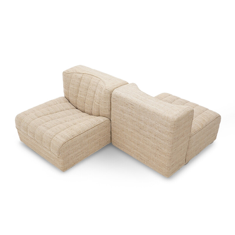 Vintage “9000” 3-seater sofa in wood and fabric by Tito Agnoli for Techniform, Italy 1970