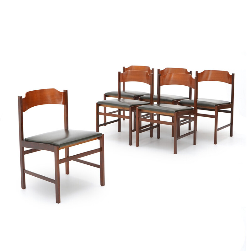 Set di 6 sedie vintage in legno massiccio e compensato di Guido Faleschini per Fratelli Proserpio, Italia 1960