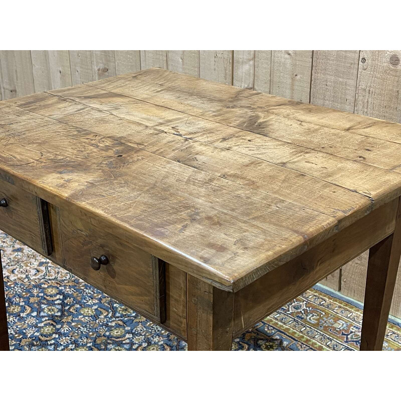 Vintage cherry wood desk table with 2 drawers
