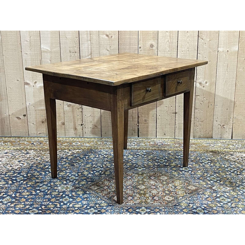 Vintage cherry wood desk table with 2 drawers