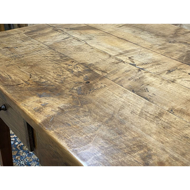 Vintage cherry wood desk table with 2 drawers