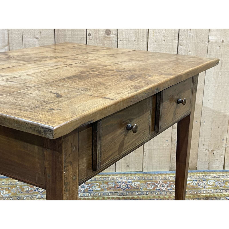 Vintage cherry wood desk table with 2 drawers