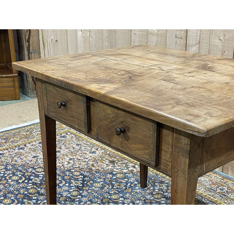 Vintage cherry wood desk table with 2 drawers