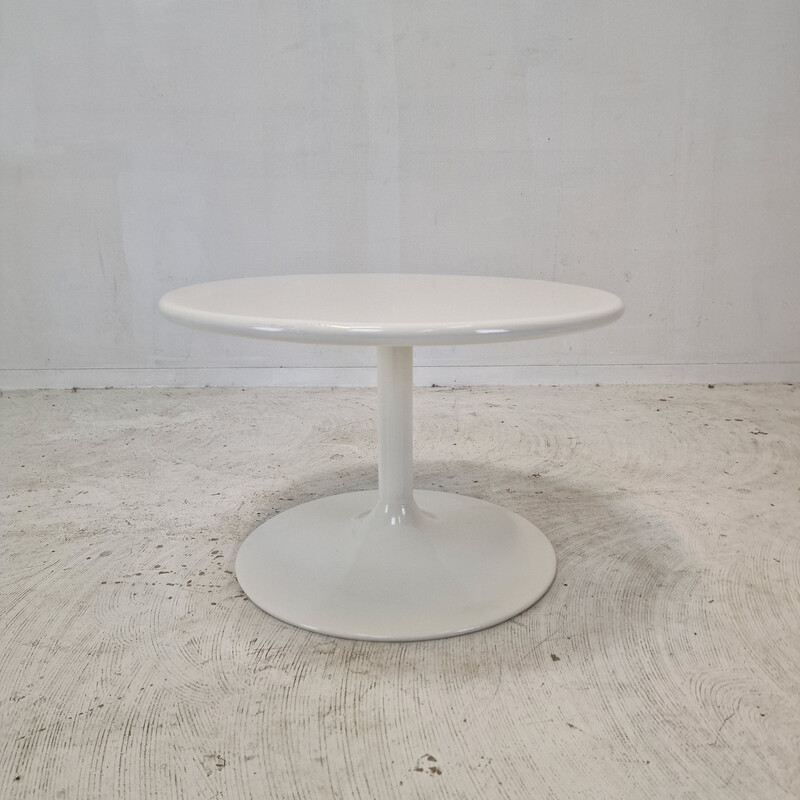 Vintage round coffee table in white wood and metal by Pierre Paulin for Artifort, 1970