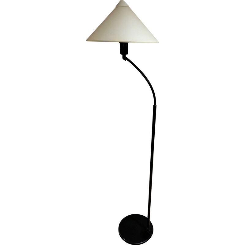 Vintage Aluminor floor lamp in black lacquered metal and perspex, 1980