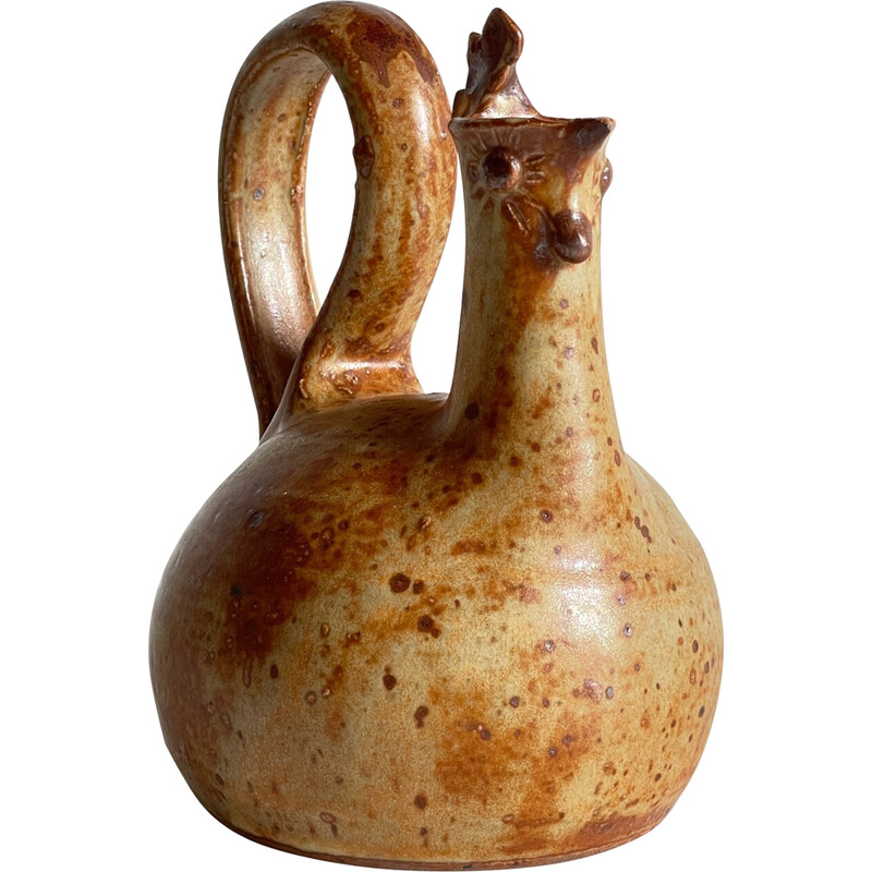 Vintage ceramic soliflore pitcher in the shape of a rooster, 1960