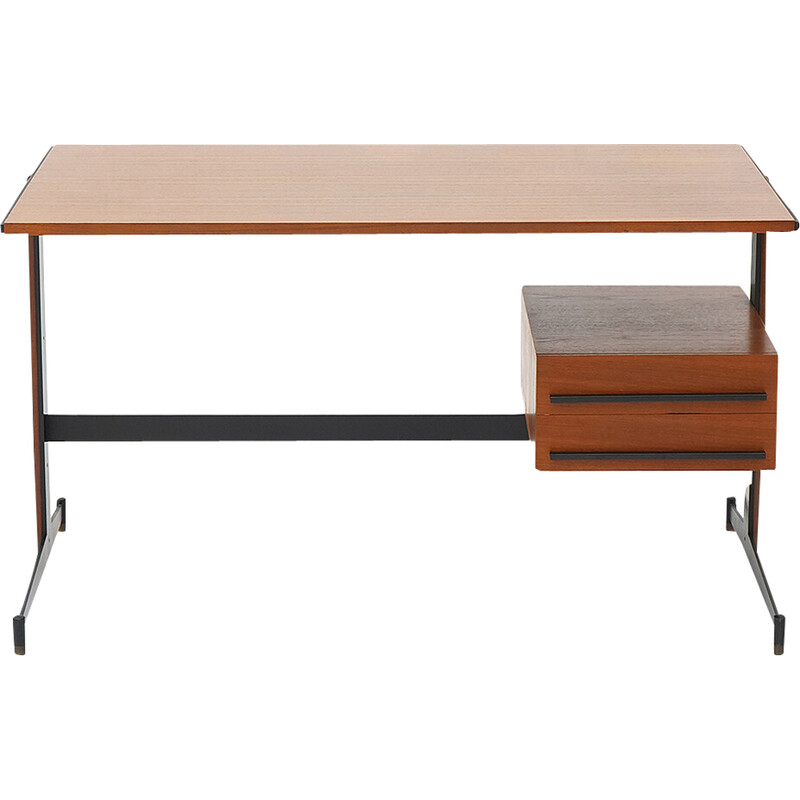 Vintage teak and black painted metal desk by Franco Fraschini for Saima, Italy 1960