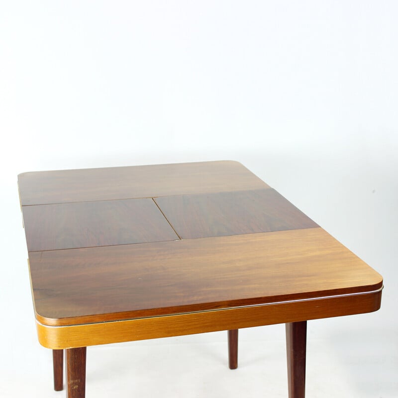 Vintage square extending dining table in walnut by Jitona, Czechoslovakia 1968