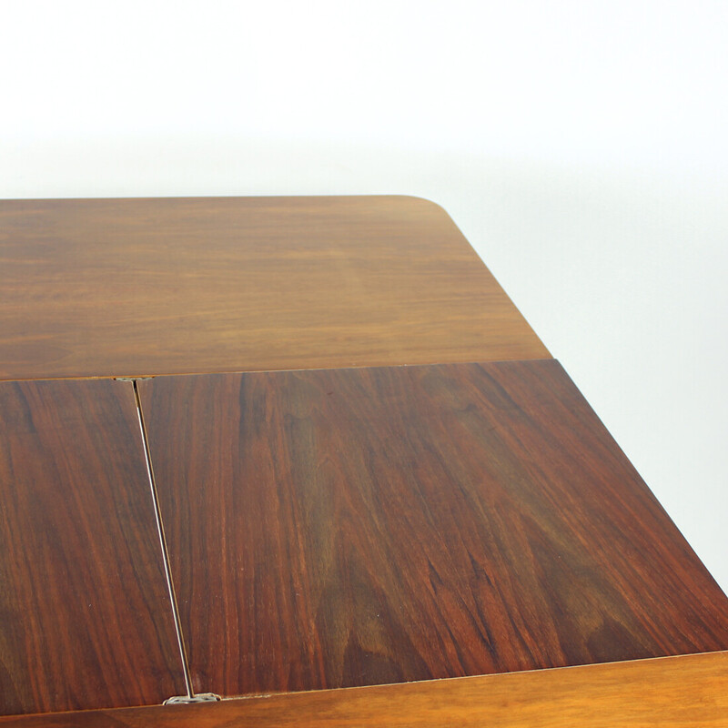 Vintage square extending dining table in walnut by Jitona, Czechoslovakia 1968