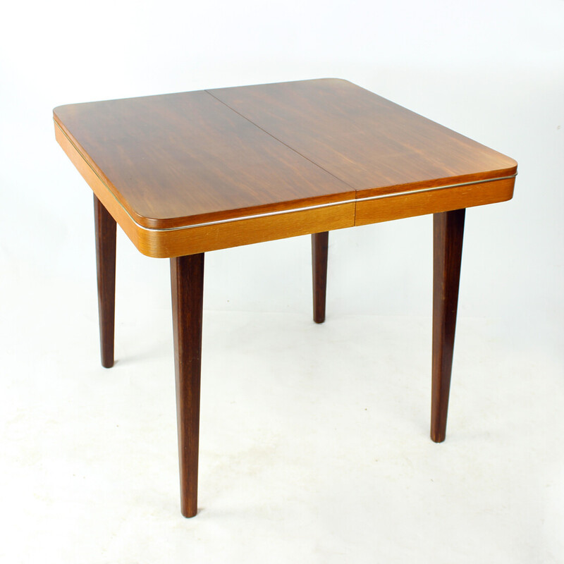 Vintage square extending dining table in walnut by Jitona, Czechoslovakia 1968