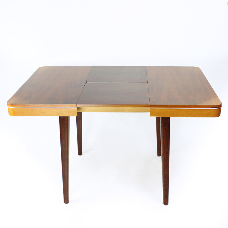 Vintage square extending dining table in walnut by Jitona, Czechoslovakia 1968