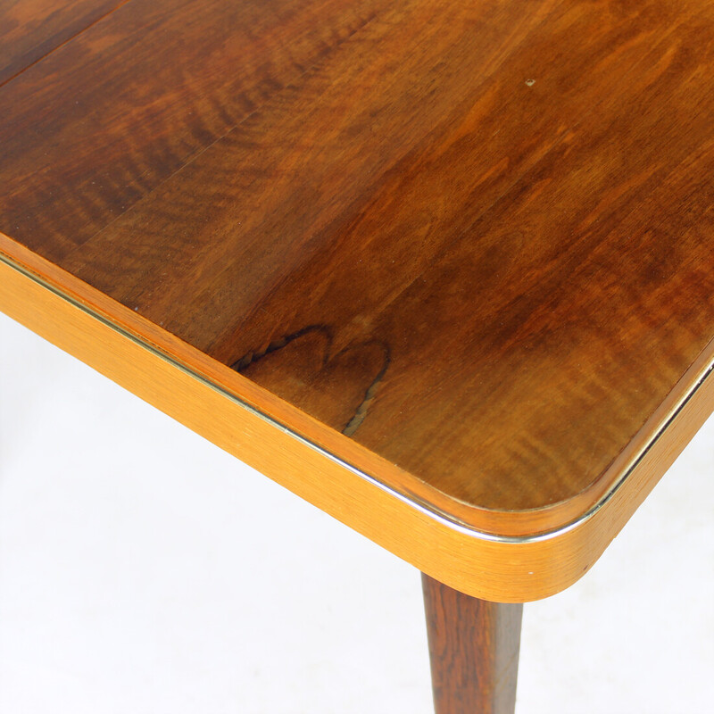 Vintage square extending dining table in walnut by Jitona, Czechoslovakia 1968
