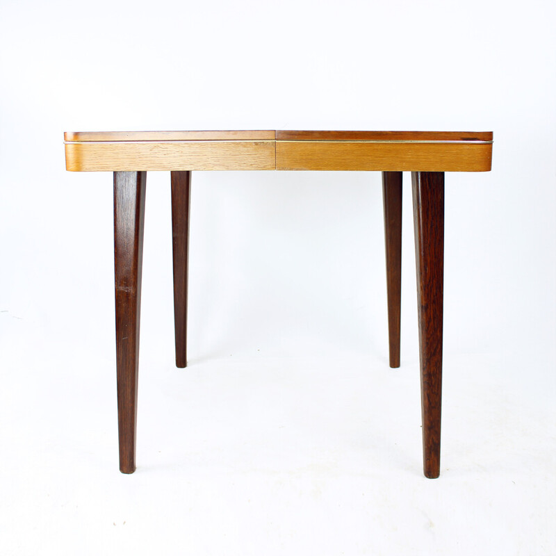 Vintage square extending dining table in walnut by Jitona, Czechoslovakia 1968