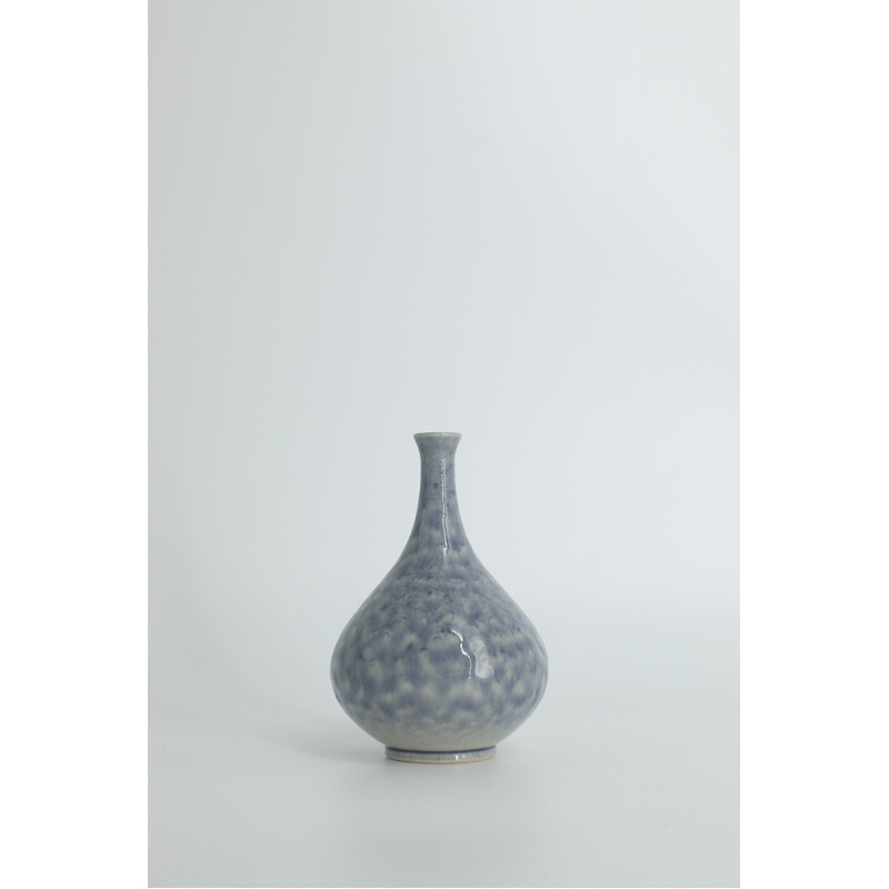 Vase de collection vintage en grès Azur par Gunnar Borg pour Höganäs Keramik, Suède 1960