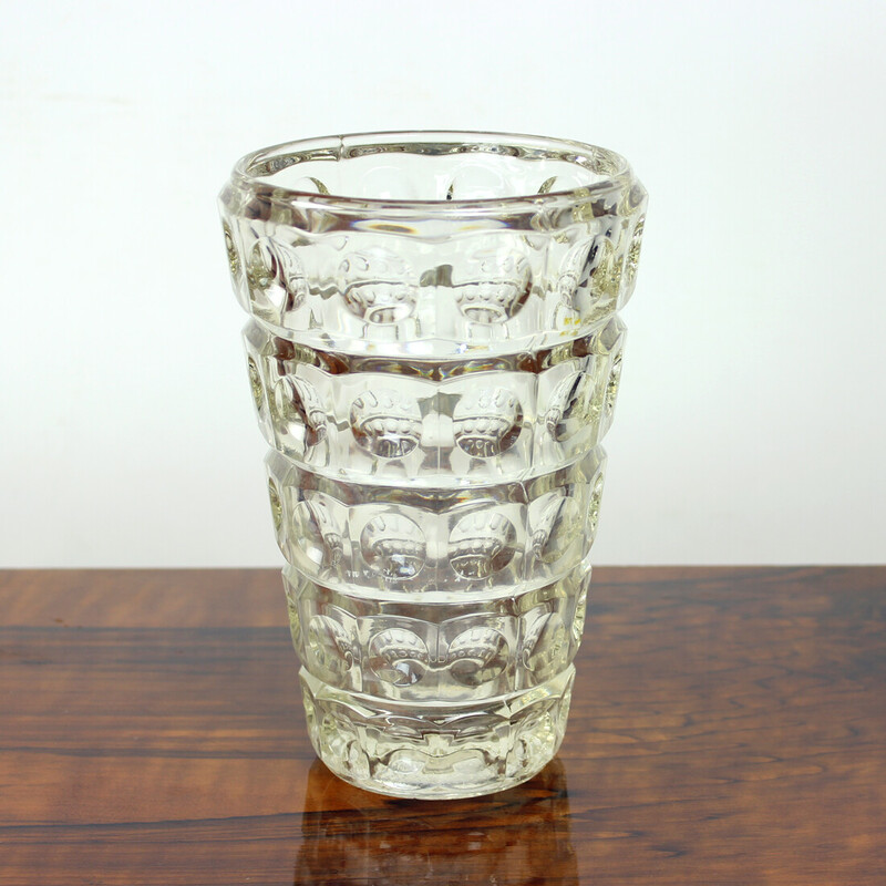 Vase vintage en verre transparent par Frantisek Peceny pour Hermanova Hut, Tchécoslovaquie 1963