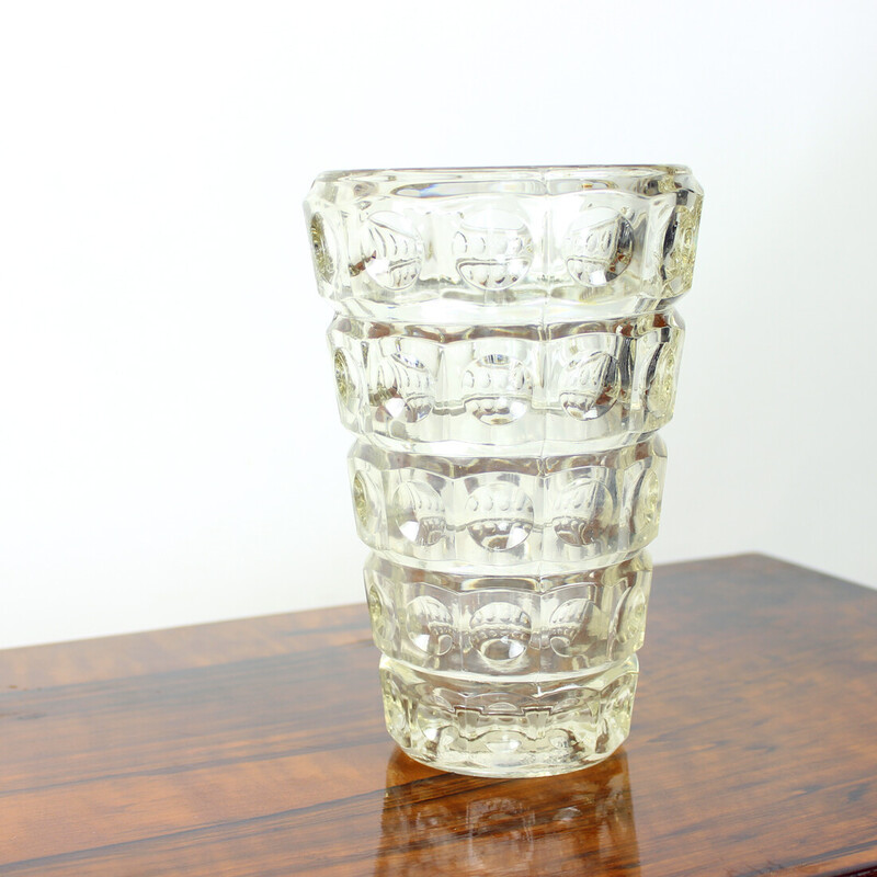 Vintage clear glass vase by Frantisek Peceny for Hermanova Hut, Czechoslovakia 1963